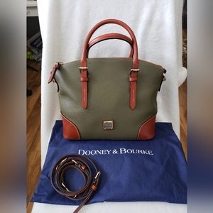 Dooney & Bourke Domed Satchel Pebbled Leather Olive